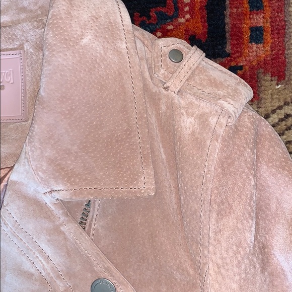 BLANK NYC Blush Pink Candy Crush Suede Moto Jacket Medium - Picture 4 of 12